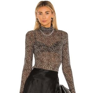 AFRM Sheer Cheetah-print  Turtleneck